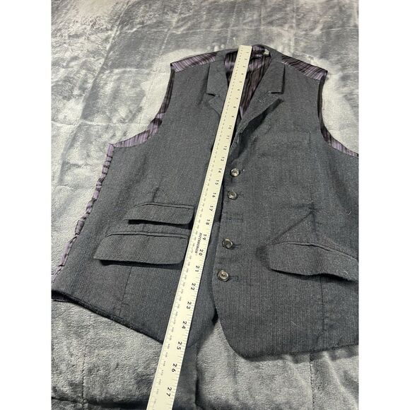 TED‎ BAKER Wool Debonair Purple Navy Blue Button Front Sleeveless Vest 40R - Picture 6 of 8